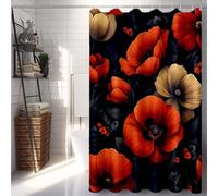 Red Shower Curtains for Bathroom, Shower Curtain Safflower Bathroom Curtains with 12 Hooks, Waterproof Bath Curtain Machine Washable Fabric for Bath Tub, Home Accessories, Gifts 90 x 200 cm -lsy2507QG