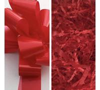 Red Shredded Tissue Paper & Red Pull Bow 31mm ShredAstic Instruction Sheet (20g)