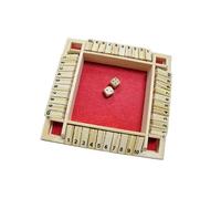 (Red) Shut The Box Dice Game, 2-4 Players Board Game for Adults, Classic Wooden Tabletop Game with Dices and Instruction