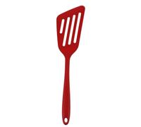 Red Silicone Cooking Spatula Slotted Drain Design | Non Sticky Surface, Smooth Edges, for Meat and Burgers in Kitchens