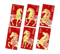 Red Silver Envelopes - 2026 Chinese Happy New Year 6pcs | Year of the Horse Red Envelopes Greetings - For Money Card Keepsake Jewellery Friends Family Birthday Party Wedding