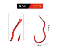 (red, size 0.5#) 5pcs High Carbon Steel Fishing Hook Sharp Barbed Automatic Flip hook New Invention size0.5#-12# Fishhook for Carp Fishing Accessories