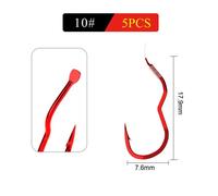 (red, size 10#) 5pcs High Carbon Steel Fishing Hook Sharp Barbed Automatic Flip hook New Invention size0.5#-12# Fishhook for Carp Fishing Accessories