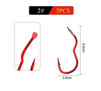 (red, size 2#) 5pcs High Carbon Steel Fishing Hook Sharp Barbed Automatic Flip hook New Invention size0.5#-12# Fishhook for Carp Fishing Accessories