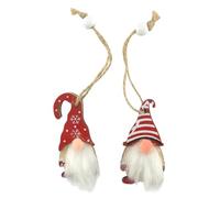 Red Skandi Wooden Hanging Gonk Ornament | Single | 6cm Tall | Mini Gift | Cracker Filler