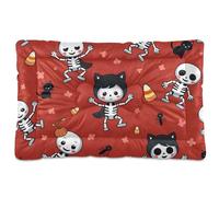 Red Skeleton Halloween Washable Pet Sleeping Mat Non-Slip Soft Comfortable Pet Mat for Large Jumbo Medium Small Dogs 36" x 24"