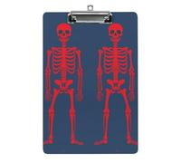 Red Skeletons Clipboard, A4 Acrylic Clipboard with Hanging Hole, Ultra-Light Clip Board - Holds 100 Sheets, Shatterproof Document Holder for Office, 12.5" X 8.5"