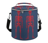 Red Skeletons Lunch Bag, 15L Portable Leakproof Picnic Basket with Shoulder Strap, Insulated Picnic Cooler Bag for Camping, Beach, Hiking & Groceries