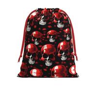 Red Skeletons Print Drawstring Gift Bag,Party Gift Bags,Reusable Christmas Drawstring Wrapping Bags