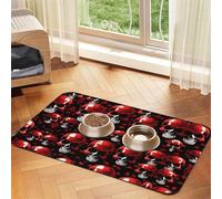 Red Skeletonsprint Pet Absorbent Leather Tablecloth,Wipe Clean Quick Dry,Food Mat For Small Animals