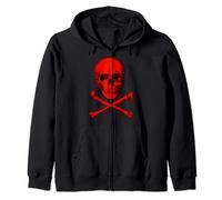Red Skull and Crossbones. Zip Hoodie