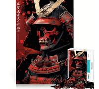 Red Skull Samurai Jigsaw Puzzles 1000 Piece for Teenagers Strong Logic Toy Mental Relax Clear Edge Stylish Gift (38x52cm)