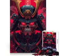 Red Skull Samurai Warrior Hard Jigsaw Puzzle for Adults 1000 Pieces Recall Boost Quiet Calm Smooth Cut Classic Gift (38x26cm)