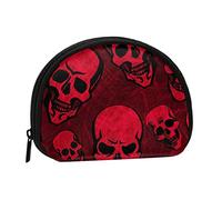 Red Skulls Coin Purse Shell Mini Pouch Wallet Change Bag for Women Girls Kids