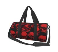 Red Skulls Duffle Bag With Shoes Compartment And Adjustable Strap,Foldable Travel Duffel Bags For Men Women,Waterproof Duffel Bags, Black, One Size