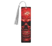 Red Skulls Metal Bookmarks with Tassel,Cool Book Markers for Reading Women, Men,Aluminum Hanging Ornament Fancy Handmade Craft Reading Accessories Gift for Book Lovers M