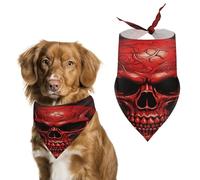 Red Skulls Pet Scarf Adjustable Pet Accessories Triangular Scarf Washable Floral Print Puppy Bib Bandana Stylish Comfortable Cat Scarves for Holiday Scarfs
