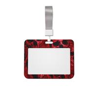 Red Skulls Printed ID Badge Holder with Lanyard, Clear Plastic Badge Holder for Work, School, Hospital, Security - Water Resistant & Dirt Proof