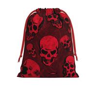 Red Skulls Ultra Soft Velvet Gift Bag, Comfortable To The Touch, Reusable