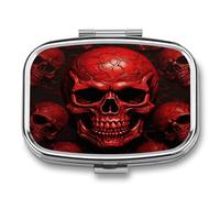 Red Skulls Weekly AM/PM Pill Organizer.Waterproof Portable Compact Travel Pill Organizers.Small Pill Box for Medicine Holder for Vitamins Medication.
