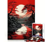 Red Sky Asian Landscape 1000 Piece Jigsaw Puzzles for Adults Teenagers Intellect Toy Home Enjoy Quality Cut Classic Gift (38x26cm)