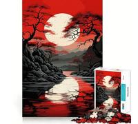 Red Sky Asian Landscape 1000 Piece Jigsaw Puzzles for Adults Teenagers Intellect Toy Home Enjoy Quality Cut Classic Gift (38x26cm)