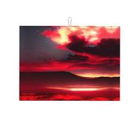 Red Sky at Night Starry Print Dish Drying Mat for Kitchen, Microfiber Dish Draining Pad, Absorbent Countertop Protector