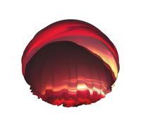 Red Sky At Night Starry Print Shower Cap For Women,Reusable Bath Cap,Breathable Shower Caps,Bathing Shower Caps With Adjustable
