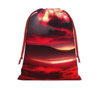 Red Sky at Night Starry print Super soft velvet drawstring storage bag, fit for Halloween promotion multifunctional bag