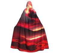 Red Sky At Night Starry Print Wizard Robe For Halloween Cosplay Christmas Carnival Hooded Unisex Cloak Stylish