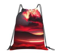 Red Sky At Night Starry Print Women Men Gym Sack Portable Drawstring Backpack Lightweight Swimming Bags For Sports Gym Beach
