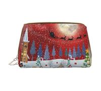 Red Sky Snow Flake Makeup Bag for Travel, Leather Cosmetic Bag Portable Toiletry Bags Cosmetic Cases for Women Men