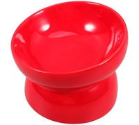 Red Slanted Feet Bowl Raised Feeding Pet with High Ceramic Mouth | Lightweight Travel Use, for Dog and Pet, Easy to Carry, Compact Single Piece