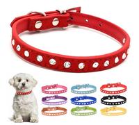 Red Small Dog Collars For Female Dogs Bling Rhinestone Dog Collar For Girls Pretty Fancy Crystal Diamond Sparkling Glitter Puppy Collars For XXS XS Small Medium Breed Pets, M