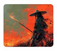 Red Small Mouse Mat 270x220mm Gaming Mouse Pad Warrior, Non-Slip Rubber Base, Waterproof Surface, Stitched Edges Mousemat, Compatible with Laser and Optical Mice Wear-Resistant, Gifts for Men E-5357