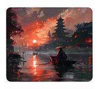 Red Small Mouse Mat 340x280mm Gaming Mouse Pad Landscape, Non-Slip Rubber Base, Waterproof Surface, Stitched Edges Mousemat, Compatible with Laser and Optical Mice Wear-Resistant, Gifts for Men A-9923