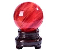 Red Smelt Quartz Crystal Ball with Stand,Beautiful Crystal Decorative Sphere for Office, Home Bedroom Desk Ornaments for, Divination,7.1"(18cm)