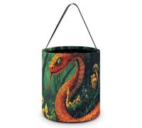 Red Snake Demonic Serpent Halloween Reusable Easter Goodie Tote Bags with Handles for Trick Or Treating Bucket