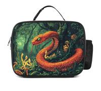 Red Snake Demonic Serpent Insulated Lunch Bag Reusable Cooler Tote Leakproof Lunchbox Organizer with Detachable Handle
