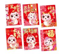 Red Snake Envelope Lucky Money Envelopes Spring Festival Red Package, 6 Red Envelopes for Chinese New Year, Chinese Money Envelopes 2025, Four Color Printing for First Festival