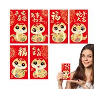 Red Snake Envelopes 2025 - Year of the Snake Red Envelope Gold Foil | 6 Packs of Large Red Hong Bao Envelopes for Spring Birthday Wedding Party