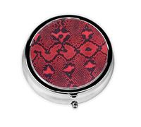 Red Snake Pattern Print Personalised Portable Pillbox with,Mini Pillbox Compact and Convenient Pill Organiser for Storing and Organising Pills
