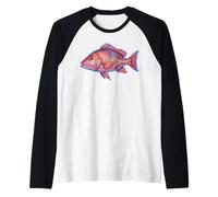 Red Snapper Fish Ocean Fishing Marine Life Raglan Baseball Tee
