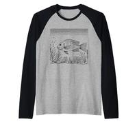 Red Snapper Line Art Aquarist Raglan Baseball Tee