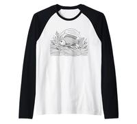 Red Snapper Line Art Fish Lover Raglan Baseball Tee