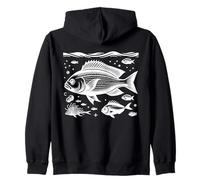 Red Snapper Line Art Fish Lover Zip Hoodie