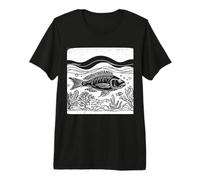 Red Snapper Line Art Fishing Illustration Premium T-Shirt