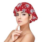 Red Snowflake Print Satin Silk Bonnet for Sleeping Women, Adjustable Double Layer Satin Hair Bonnet Night Sleep Cap for Curly Hair