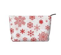 Red Snowflake White Christmas, Cosmetic Bag Corduroy Makeup Bag Portable Travel Toiletry Bag
