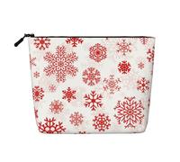 Red Snowflake White Christmas, Cosmetic Bag Imitation Linen Makeup Bag Portable Travel Toiletry Bag